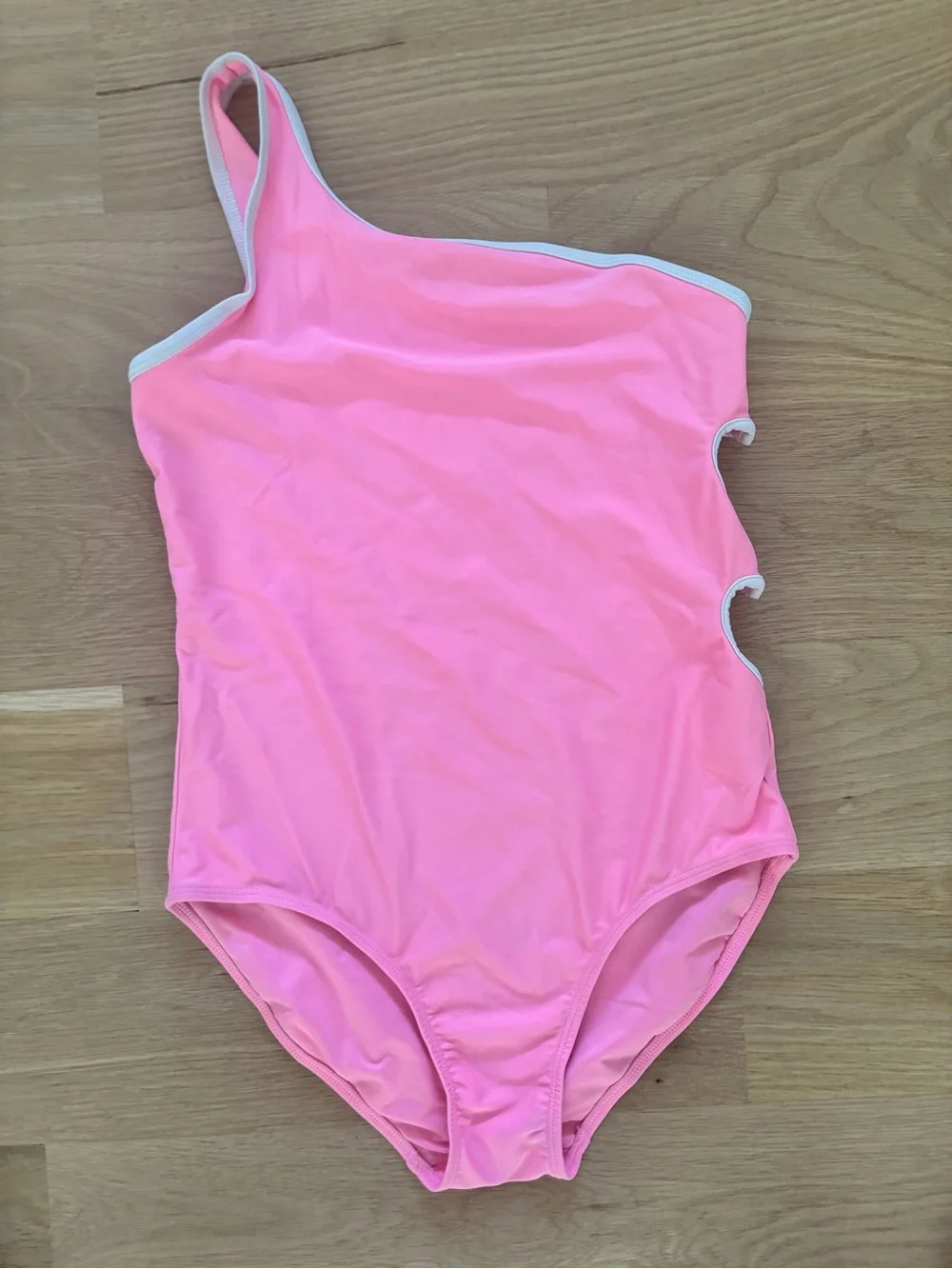 Girls' One-Shoulder Pink Swim Suit
